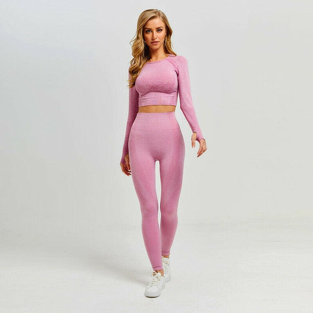6 Colors Seamless Yoga Set Sports Bra and Leggings Women Clothing Gym Set Workout Clothes Fitness Sportswear Fitness Sports Suit