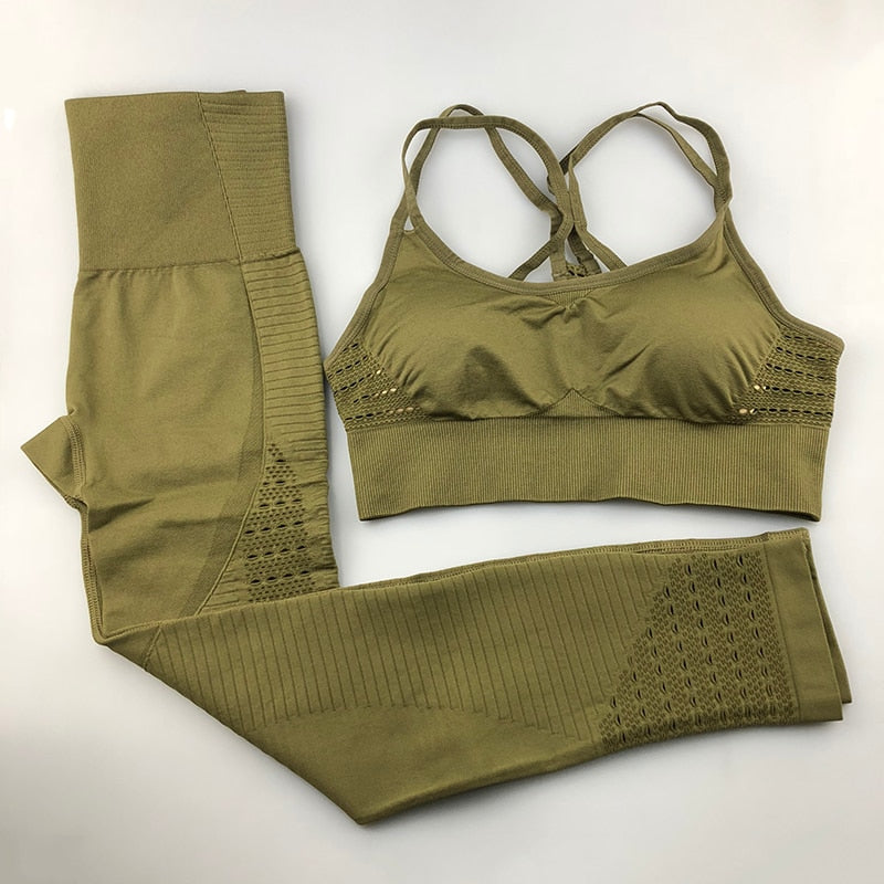 Buy Women Seamless Yoga Set Fitness Sports Suits Gym Long Sleeve Crop Top  Leggings Workout Pants (Color : D, Size : M) Online at desertcartSeychelles
