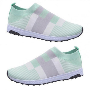 Anti-skid Flying Woven Fabric Women Knitted Flat Sneakers for Fitness