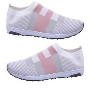 Anti-skid Flying Woven Fabric Women Knitted Flat Sneakers for Fitness